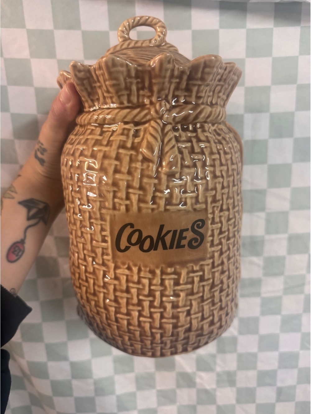 Vintage McCoy Pottery USA 150 Burlap Sack Cookies Jar